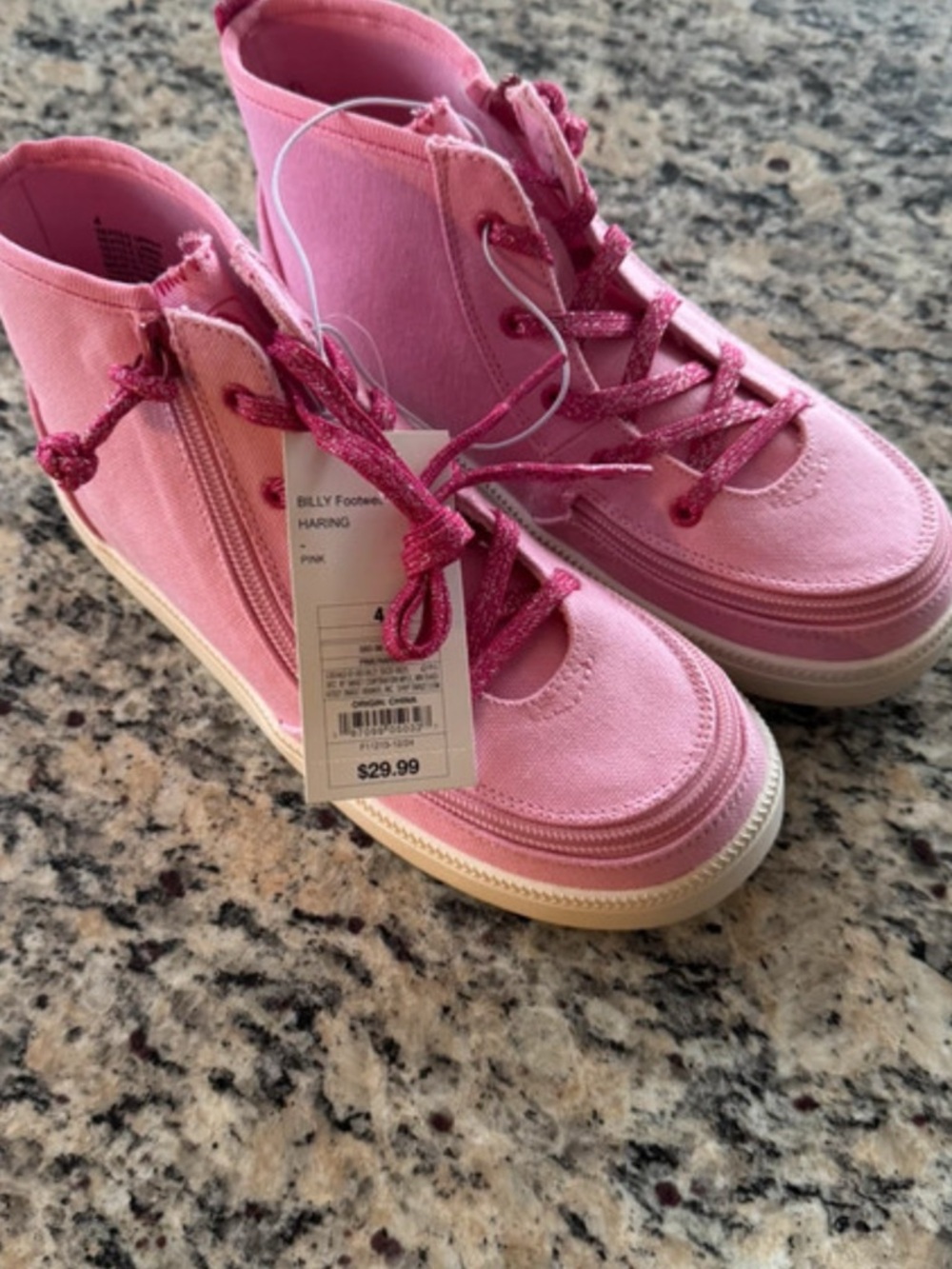 Billy Footwear Kids' Pink High-Top Canvas Sneakers with Side Zipper